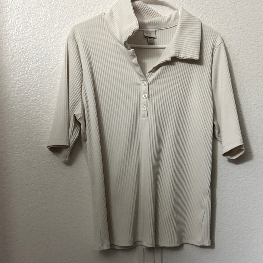 A New Day Off-White Ribbed Top